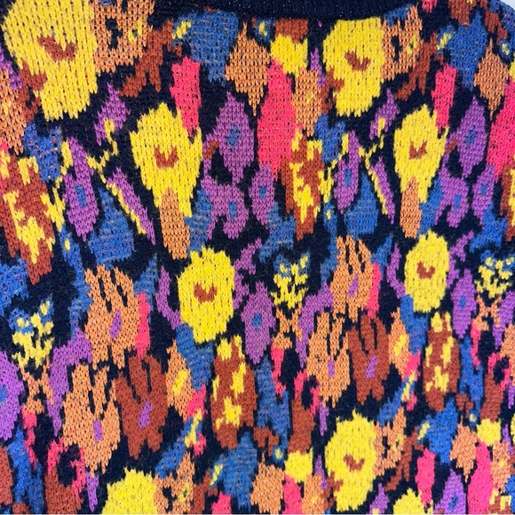 Zara Chunky Floral Jaquard Colorful Sweater Oversized Baggy Loose Bold Retro M - Picture 14 of 14
